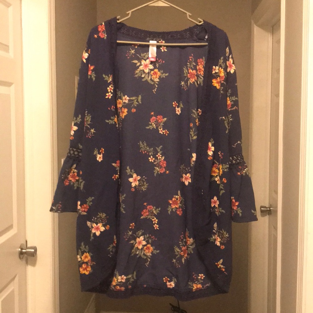 XL Navy Floral Cover Up